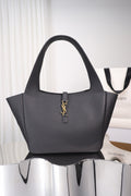 Saint Laurent Le 5 à 7 Bea Tote — Black Grained Deer Leather with Antique Gold Hardware