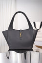 Saint Laurent Le 5 à 7 Bea Tote — Black Grained Deer Leather with Antique Gold Hardware
