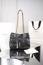 Saint Laurent Niki Shopping Small Bag — Black Crinkled Leather with Antique Gold Hardware