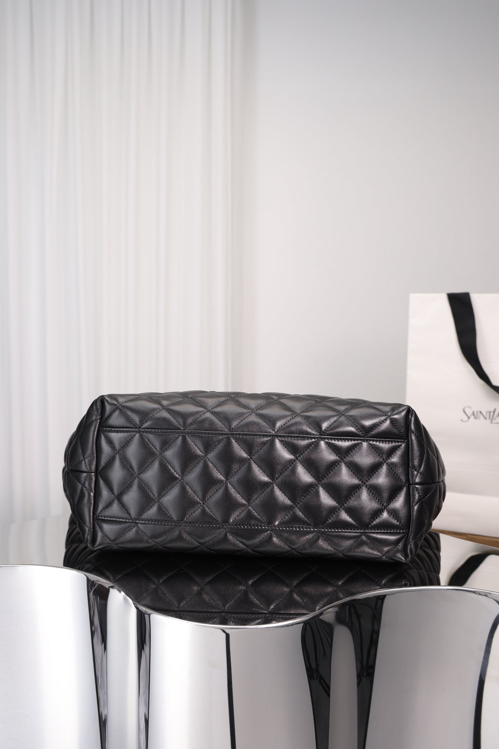 Saint Laurent Icare Shopping Bag Small — Black Quilted Lambskin with Antique Gold Hardware