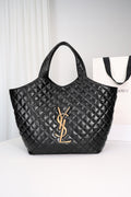 Saint Laurent Icare Shopping Bag Large — Black Quilted Nappa Lambskin with Antique Gold Hardware