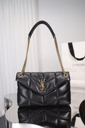 Saint Laurent Puffer Small Bag — Black Quilted Lambskin with Light Gold Hardware