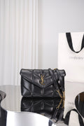 Saint Laurent Loulou Puffer Mini Bag — Black Nappa Lambskin with Antique Gold Hardware