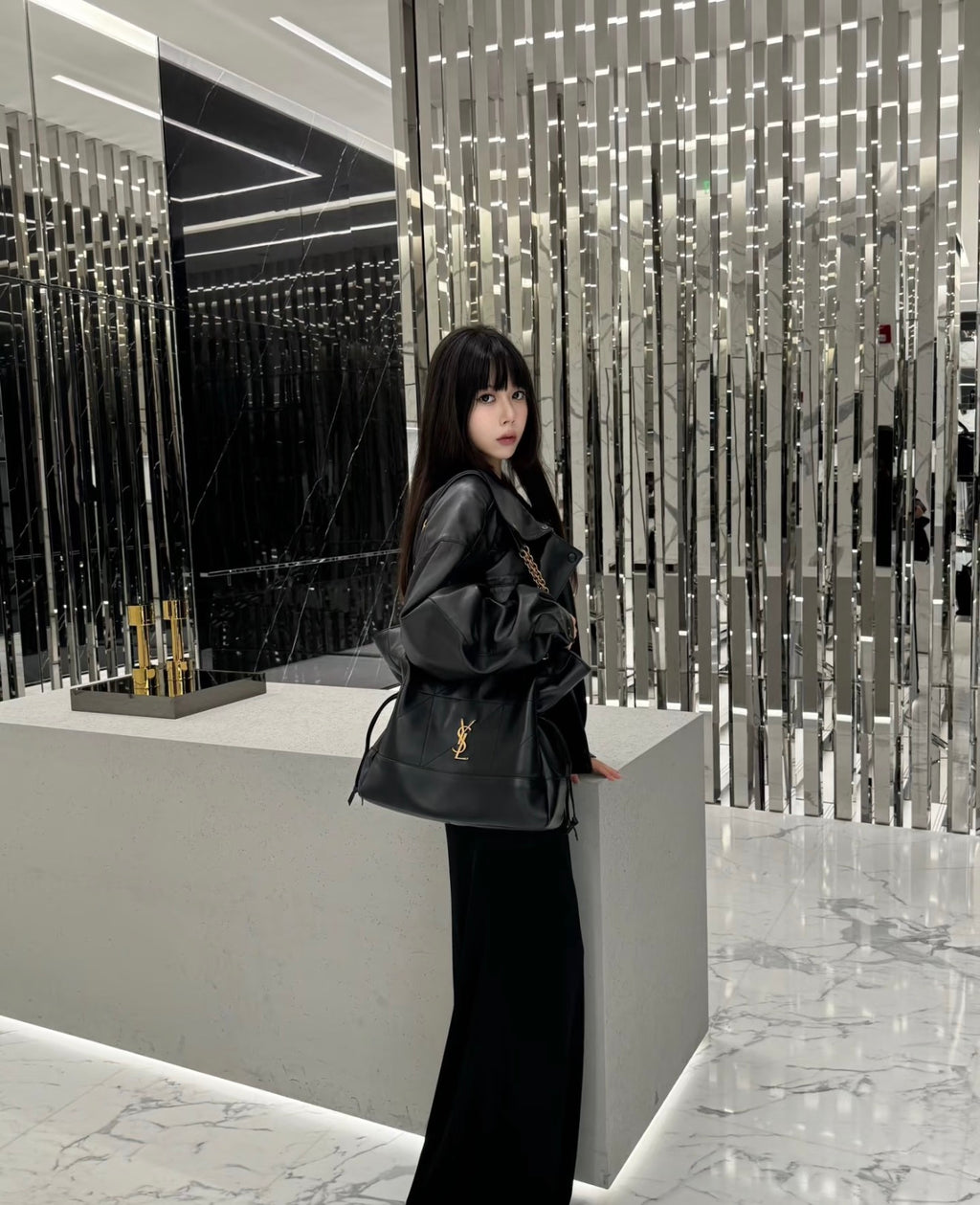Saint Laurent Jamie Shopping Bag — Black Nappa Lambskin with Antique Gold Hardware