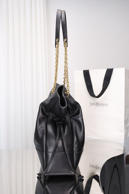 Saint Laurent Jamie Shopping Bag — Black Nappa Lambskin with Antique Gold Hardware