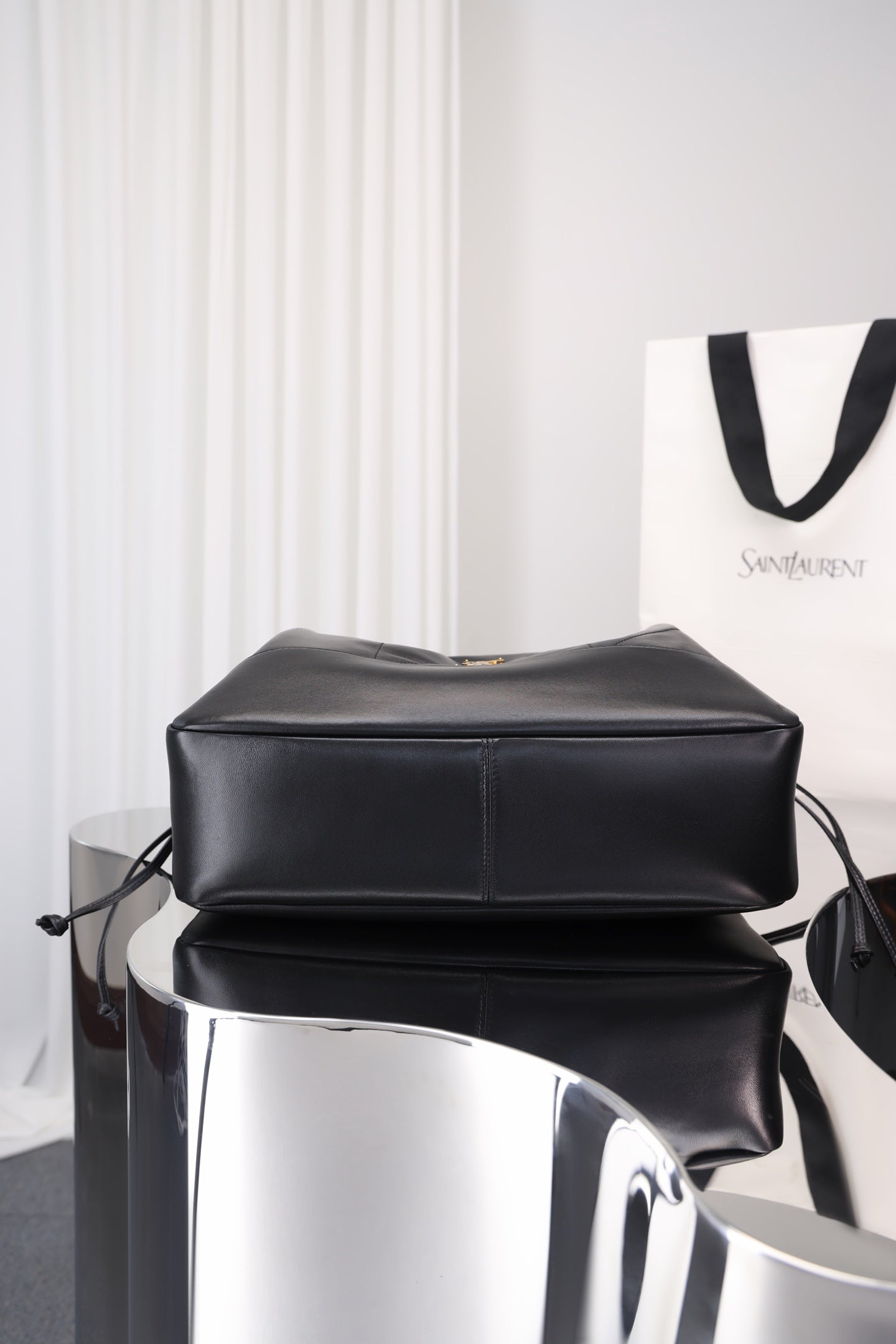 Saint Laurent Jamie Shopping Bag — Black Nappa Lambskin with Antique Gold Hardware