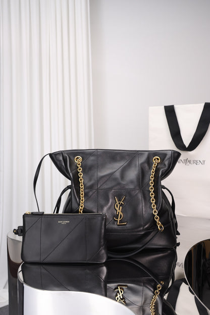 Saint Laurent Jamie Shopping Bag Small — Black Nappa Lambskin with Antique Gold Hardware