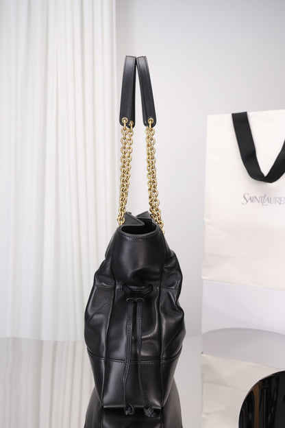 Saint Laurent Jamie Shopping Bag Small — Black Nappa Lambskin with Antique Gold Hardware