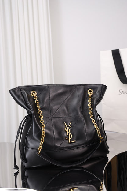 Saint Laurent Jamie Shopping Bag Small — Black Nappa Lambskin with Antique Gold Hardware