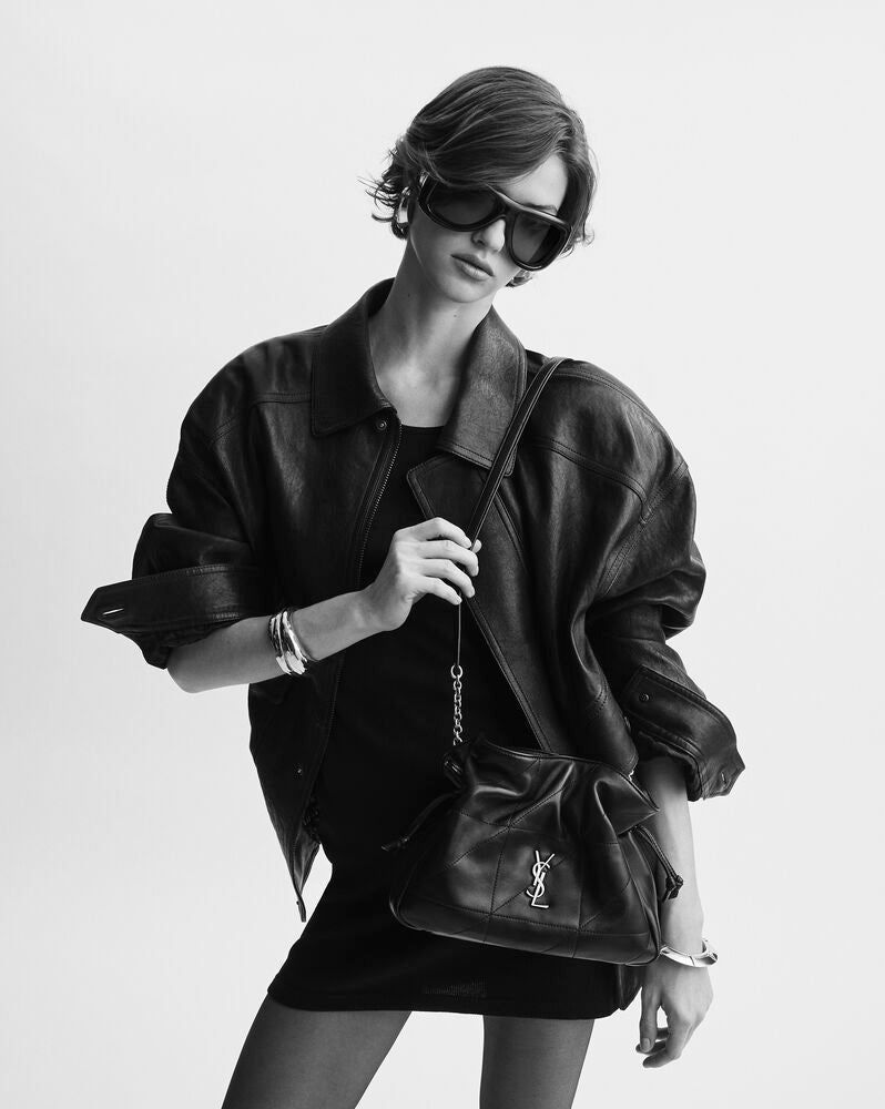 Saint Laurent Jamie Shoulder Bag Small — Black Nappa Lambskin with Antique Gold Hardware