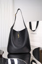 Saint Laurent Le 5 à 7 Hobo Large — Black Grained Leather with Antique Gold Hardware