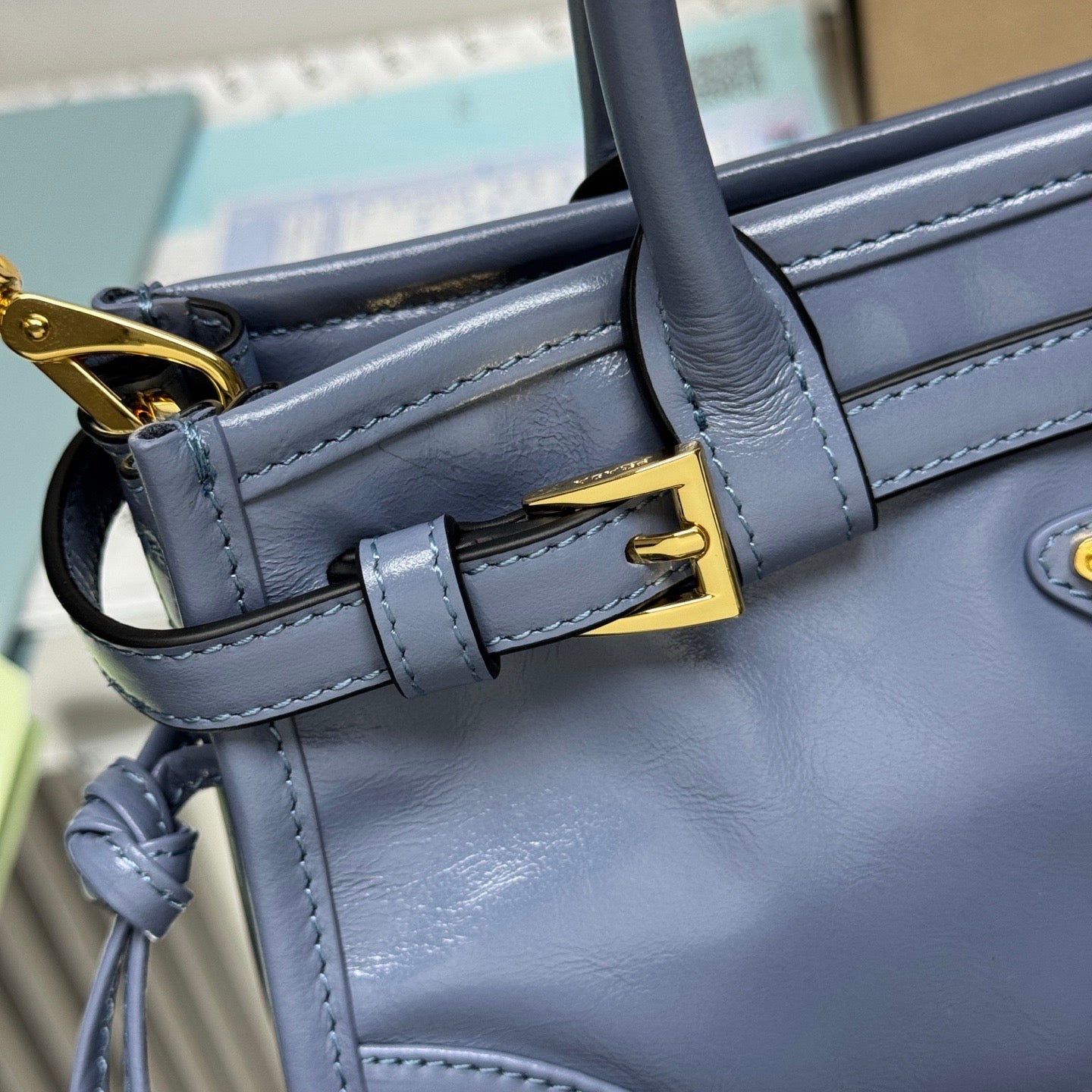 Prada Bonnie Mini Bag – Slate Blue Glazed Leather