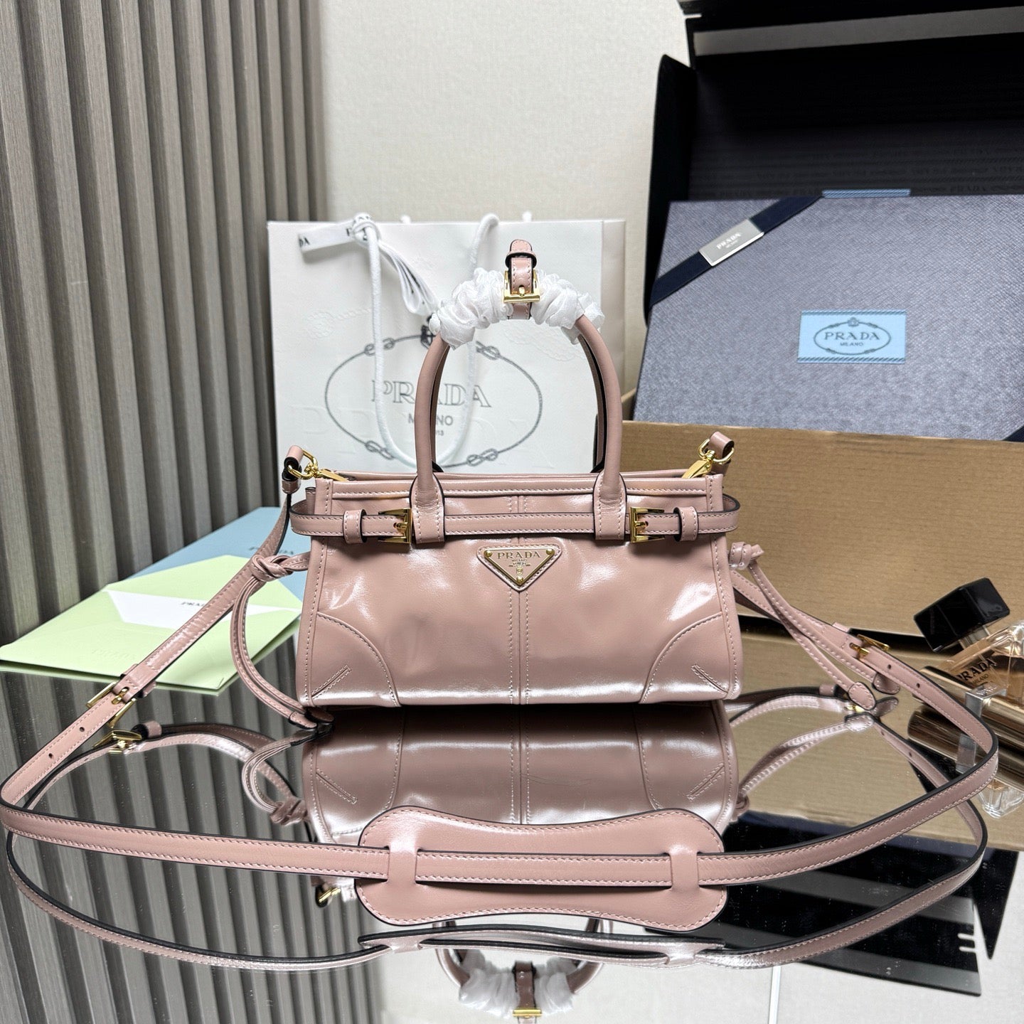 Prada Bonnie Mini Bag – Blush Pink Glazed Leather