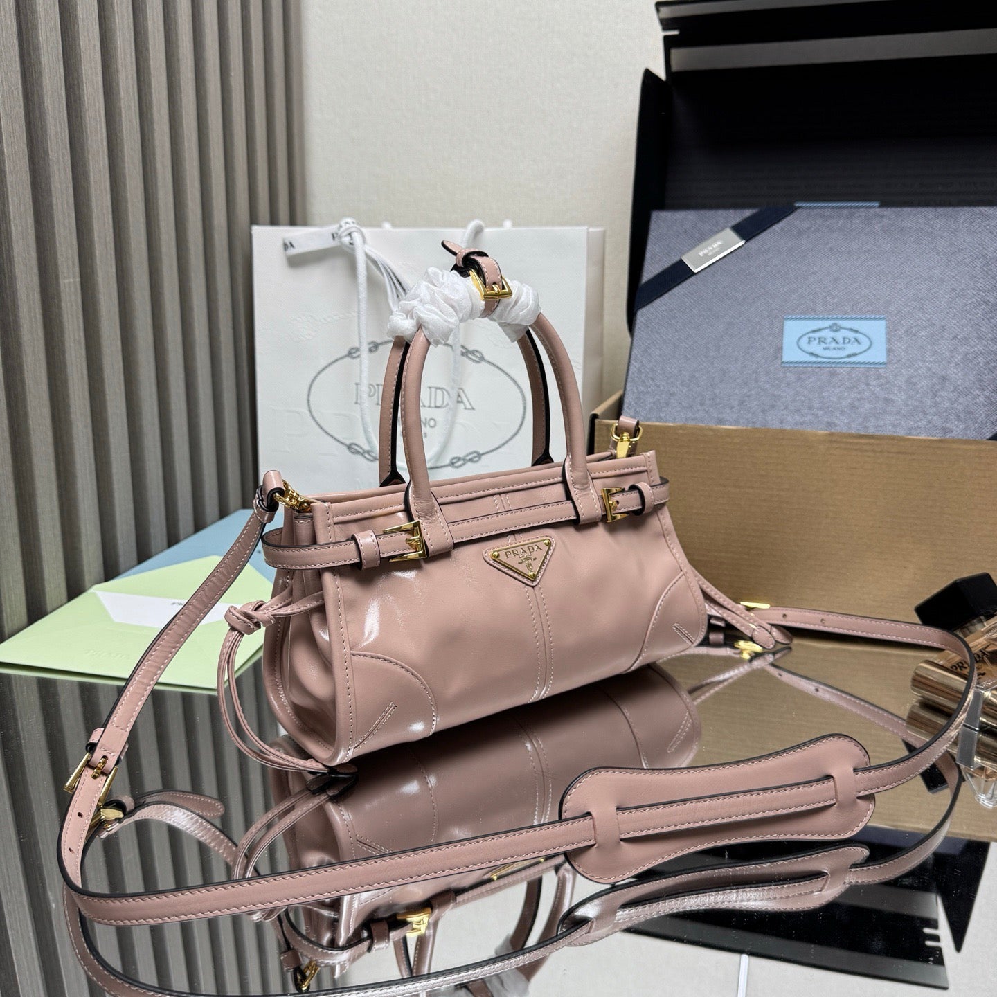 Prada Bonnie Mini Bag – Blush Pink Glazed Leather