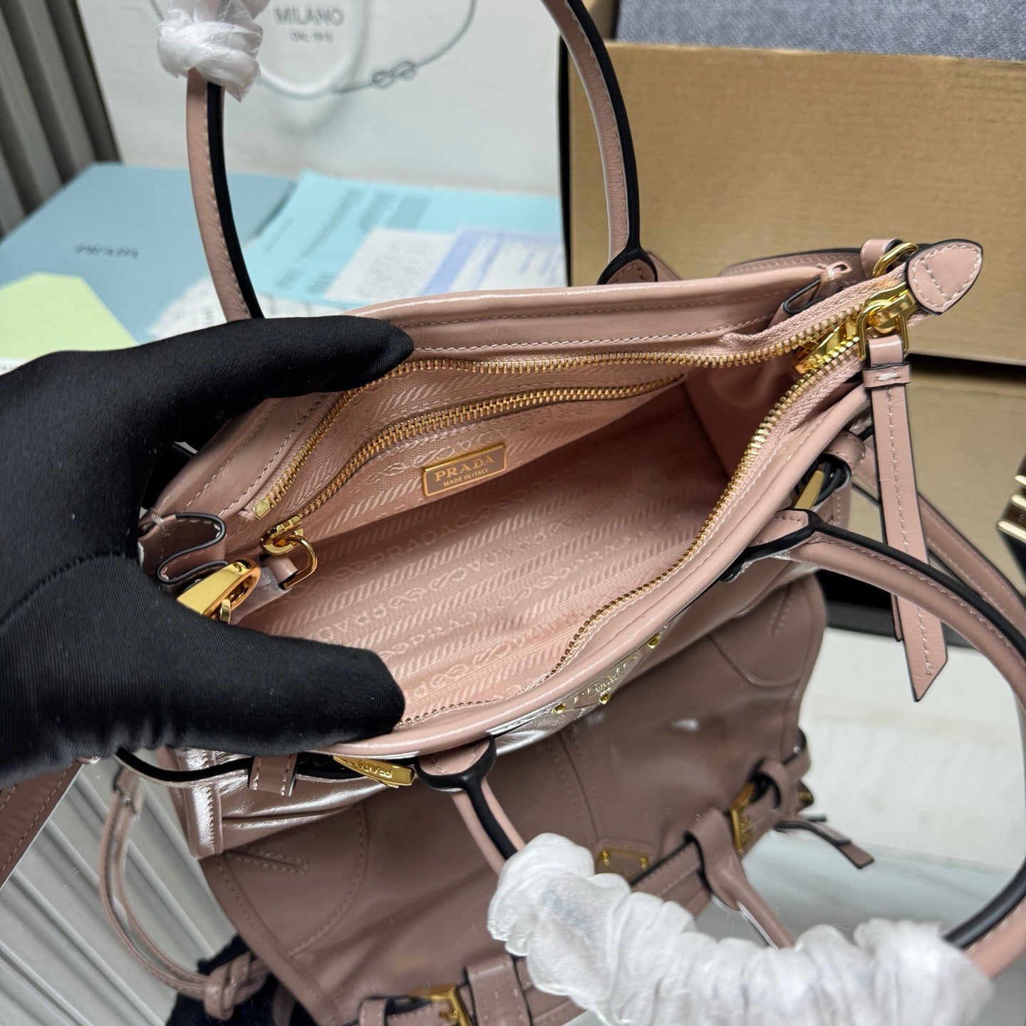 Prada Bonnie Mini Bag – Blush Pink Glazed Leather