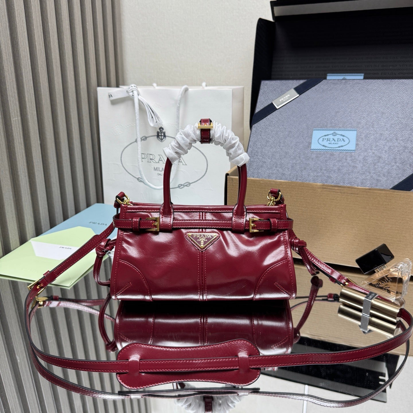 Prada Bonnie Mini Bag – Burgundy Glazed Leather