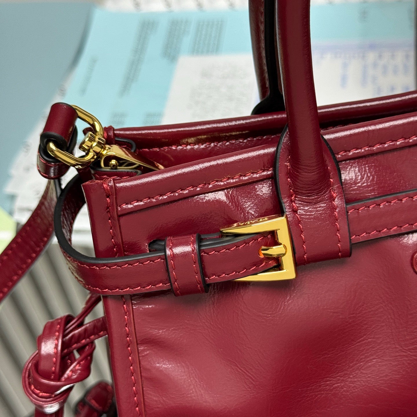 Prada Bonnie Mini Bag – Burgundy Glazed Leather