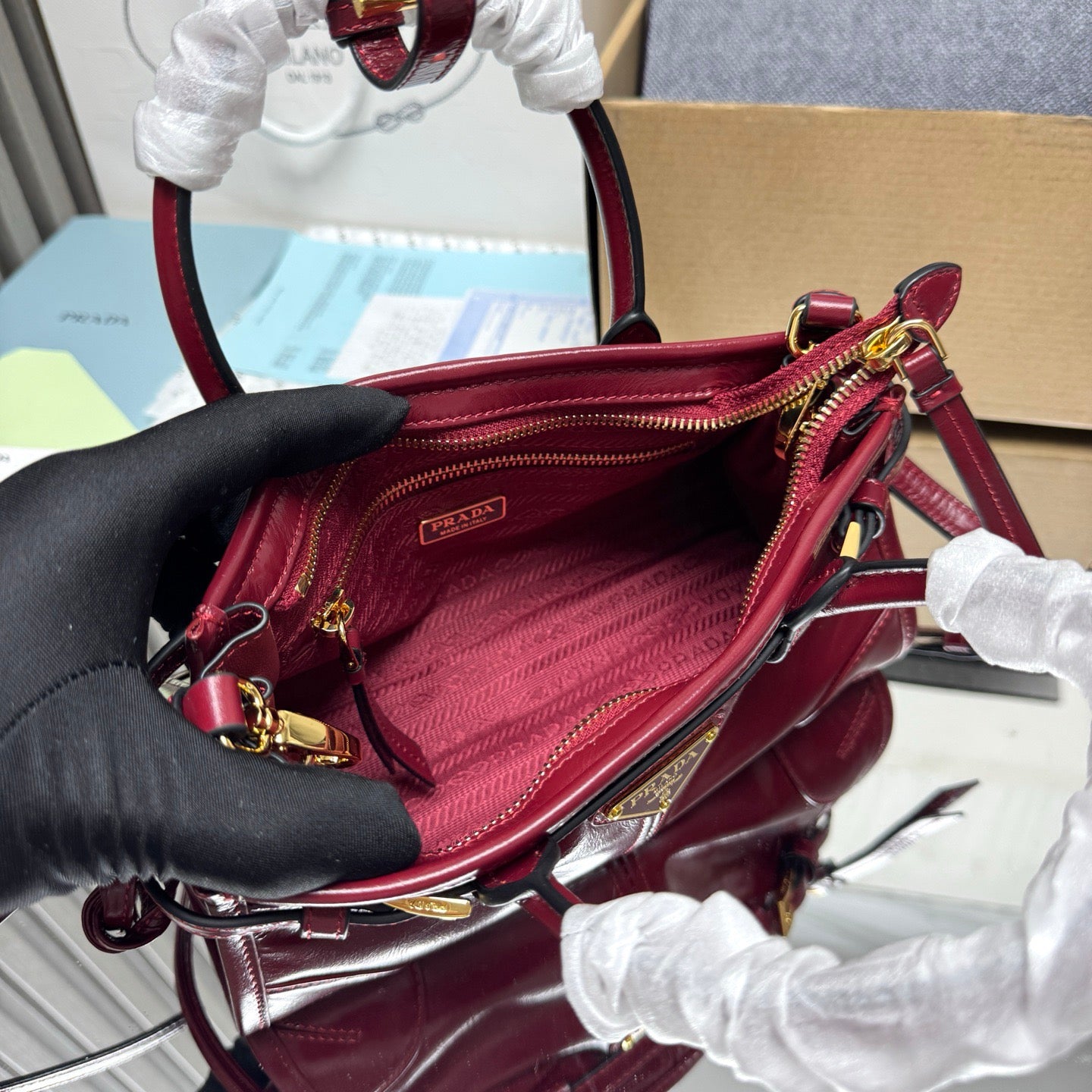 Prada Bonnie Mini Bag – Burgundy Glazed Leather