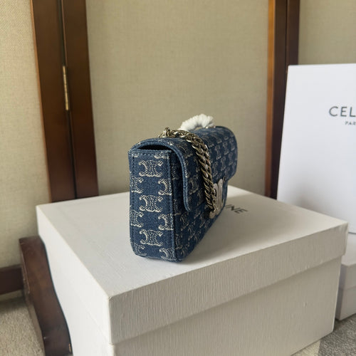 Celine Triomphe Chain Shoulder Bag – Denim