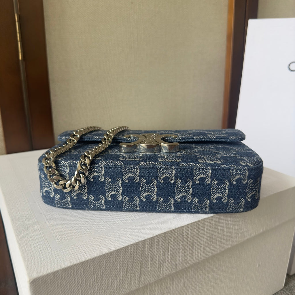 Celine Triomphe Chain Shoulder Bag – Denim