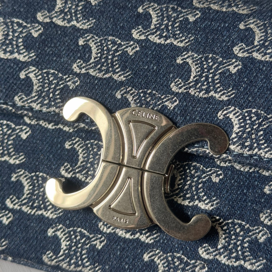 Celine Triomphe Chain Shoulder Bag – Denim