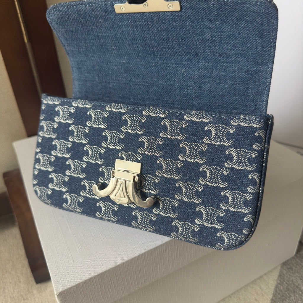 Celine Triomphe Chain Shoulder Bag – Denim