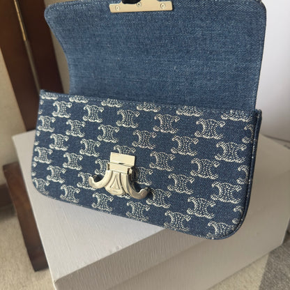 Celine Triomphe Chain Shoulder Bag – Denim