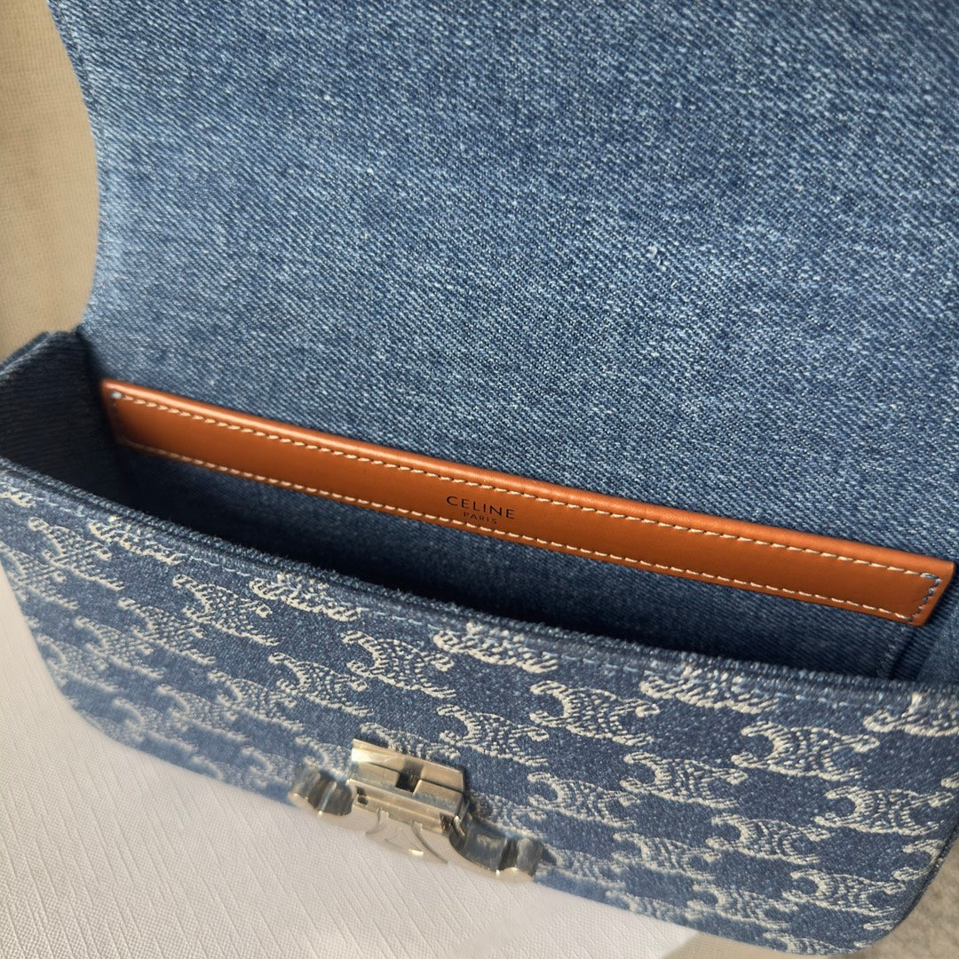 Celine Triomphe Chain Shoulder Bag – Denim