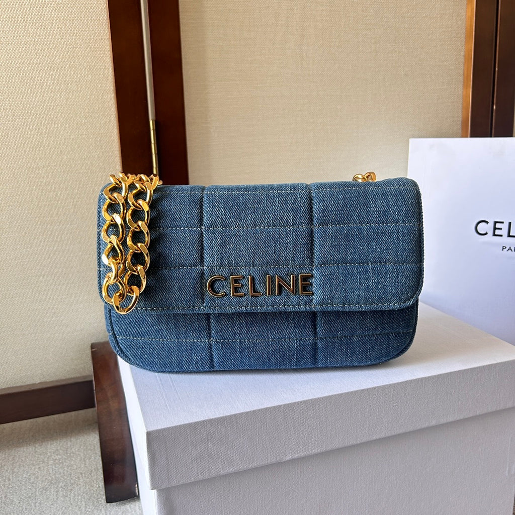 Celine Matelasse Monochrome Chain Bag – Denim