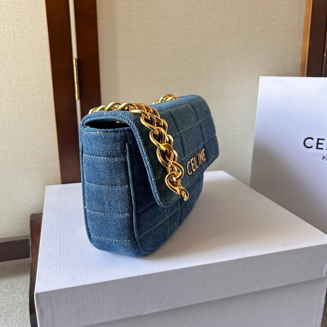 Celine Matelasse Monochrome Chain Bag – Denim