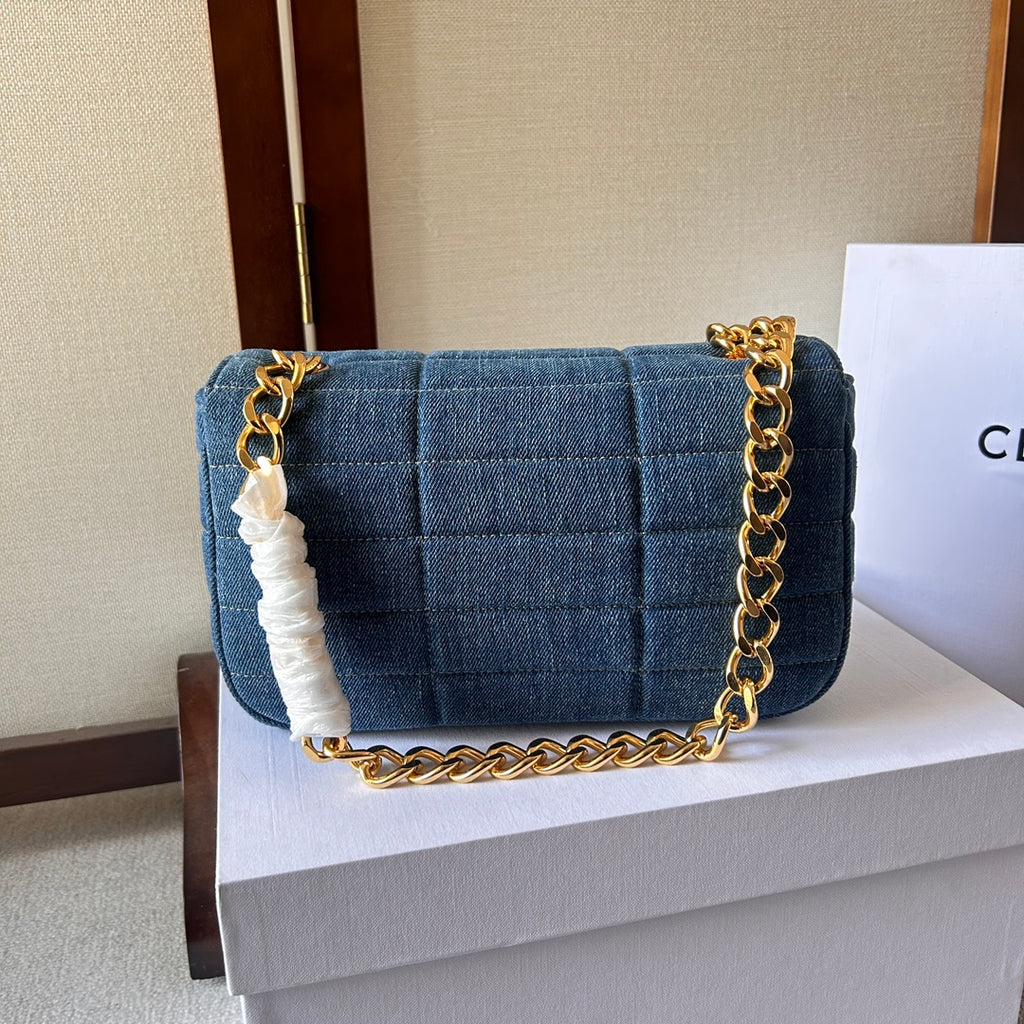 Celine Matelasse Monochrome Chain Bag – Denim