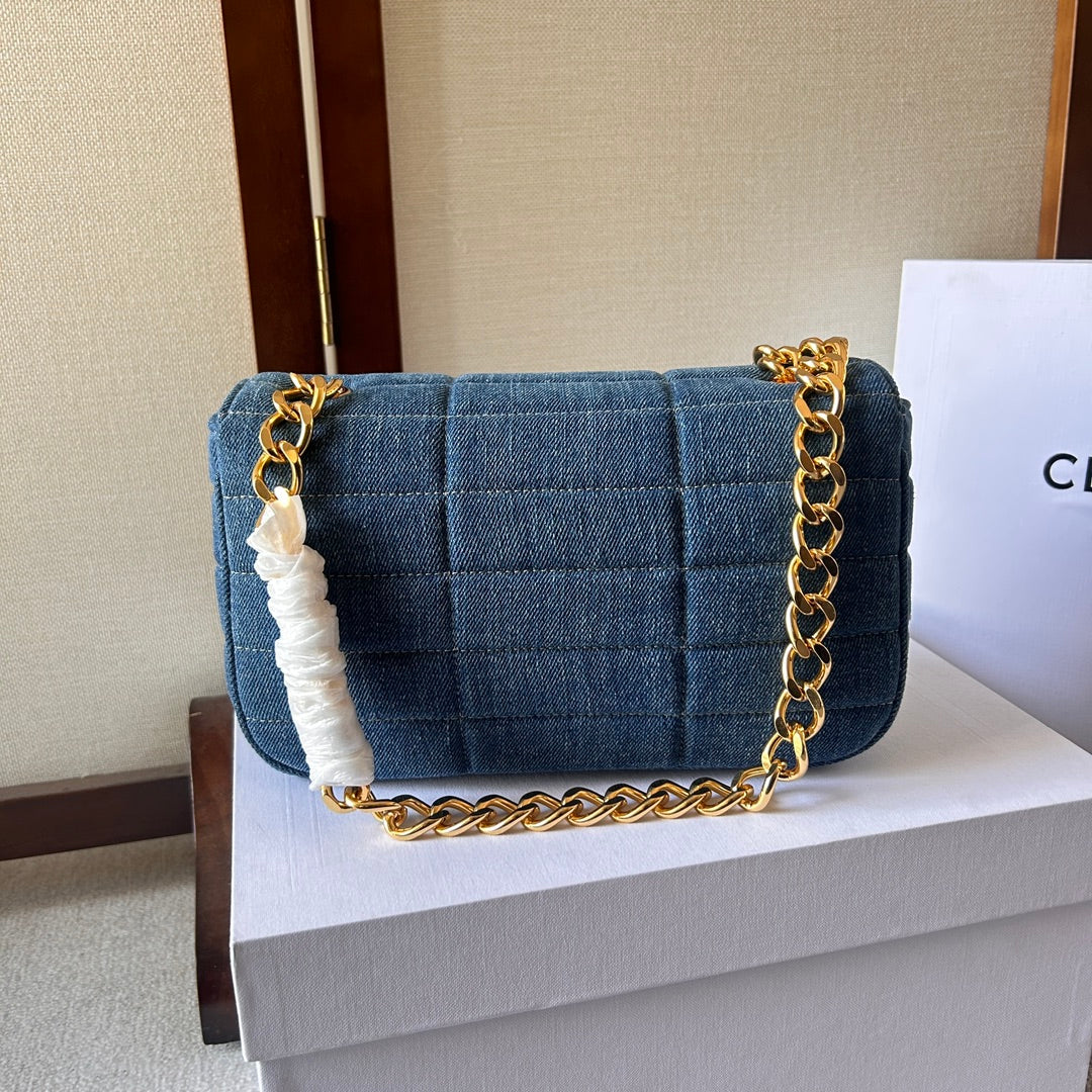 Celine Matelasse Monochrome Chain Bag – Denim