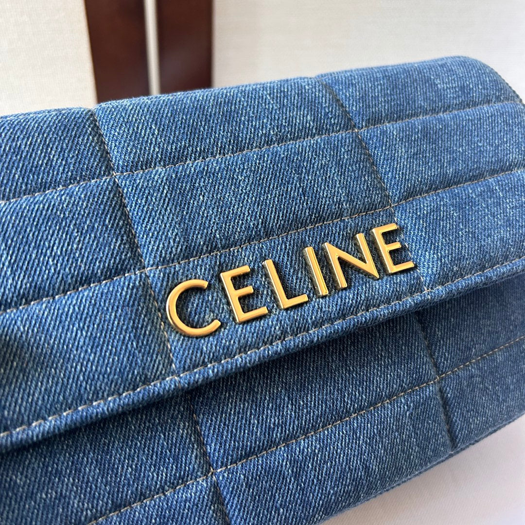 Celine Matelasse Monochrome Chain Bag – Denim