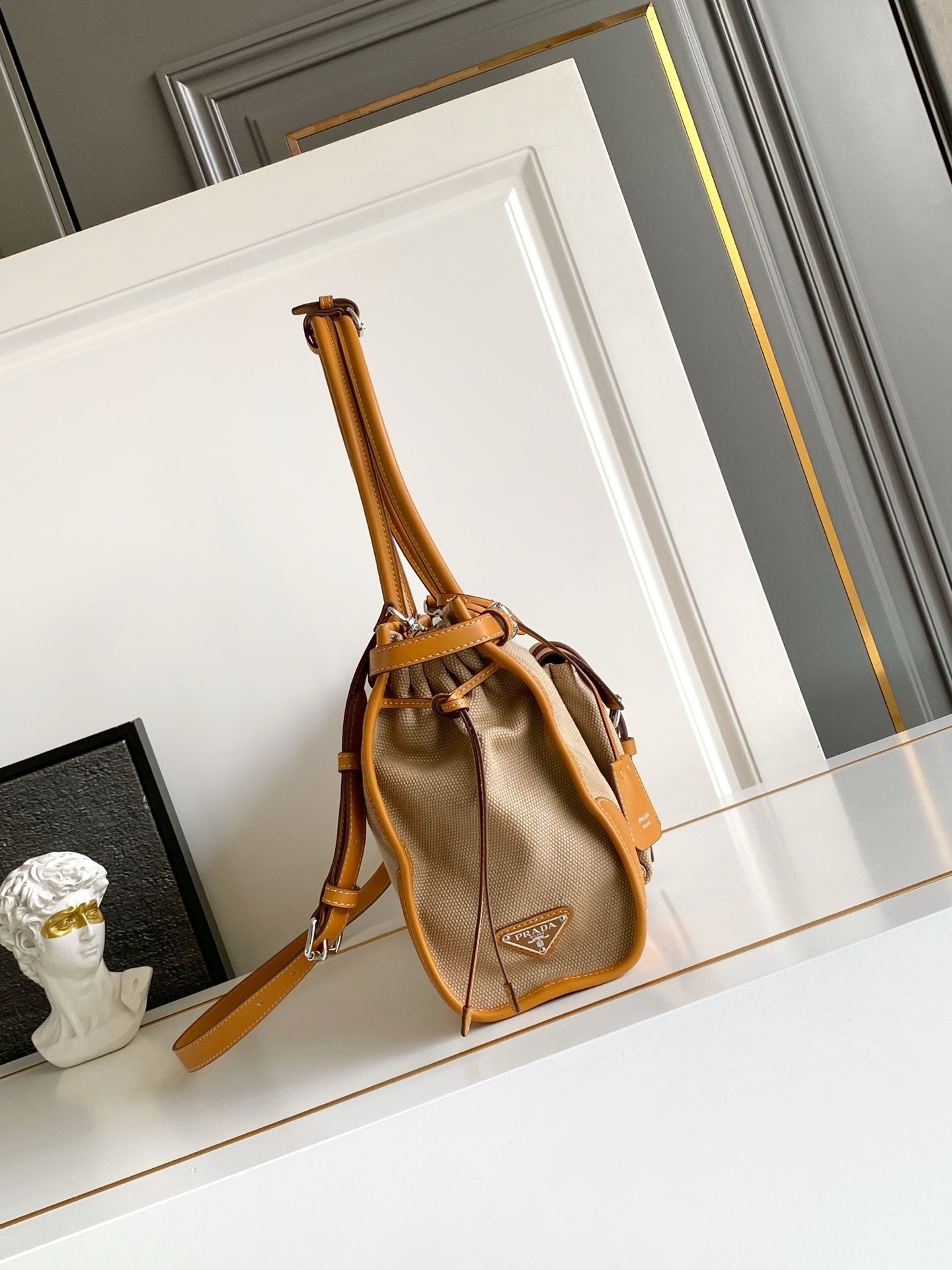 Prada Large Linen Tote Bag – Natural & Amber