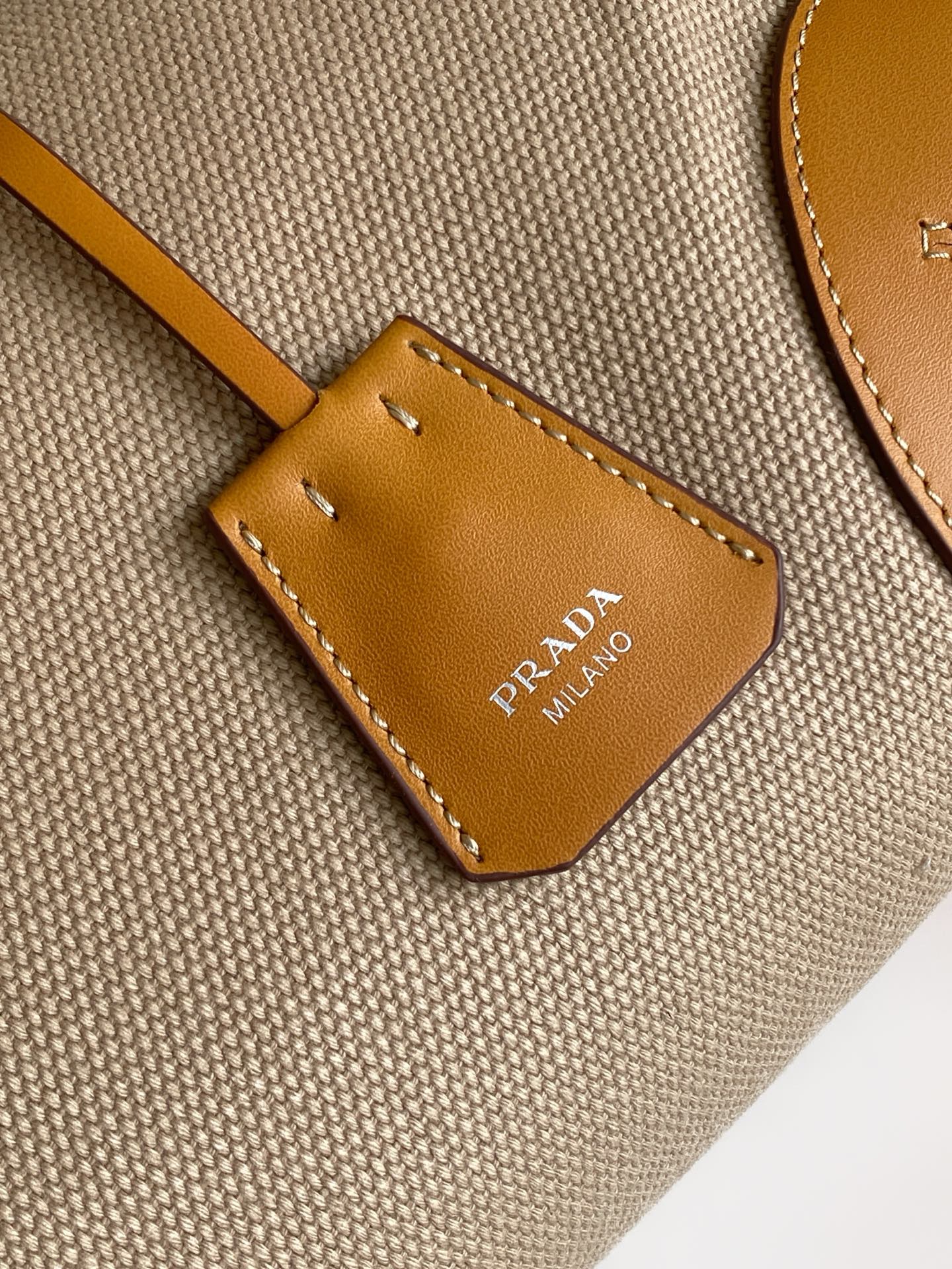 Prada Large Linen Tote Bag – Natural & Amber