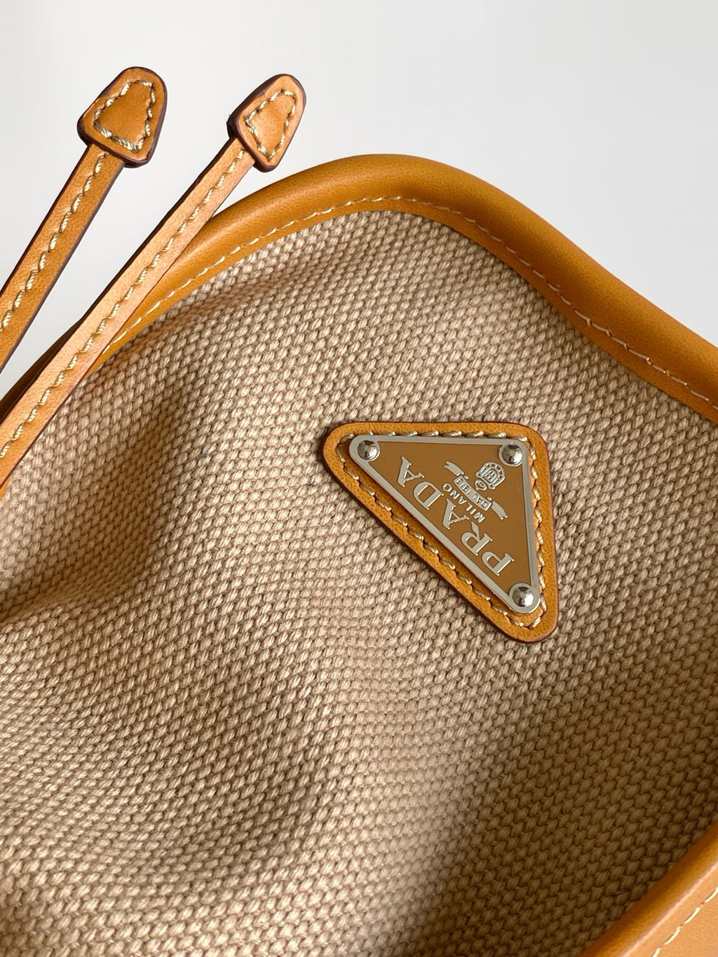 Prada Large Linen Tote Bag – Natural & Amber