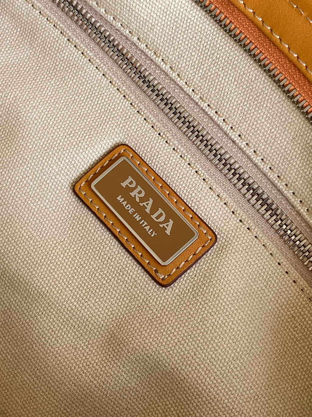 Prada Large Linen Tote Bag – Natural & Amber