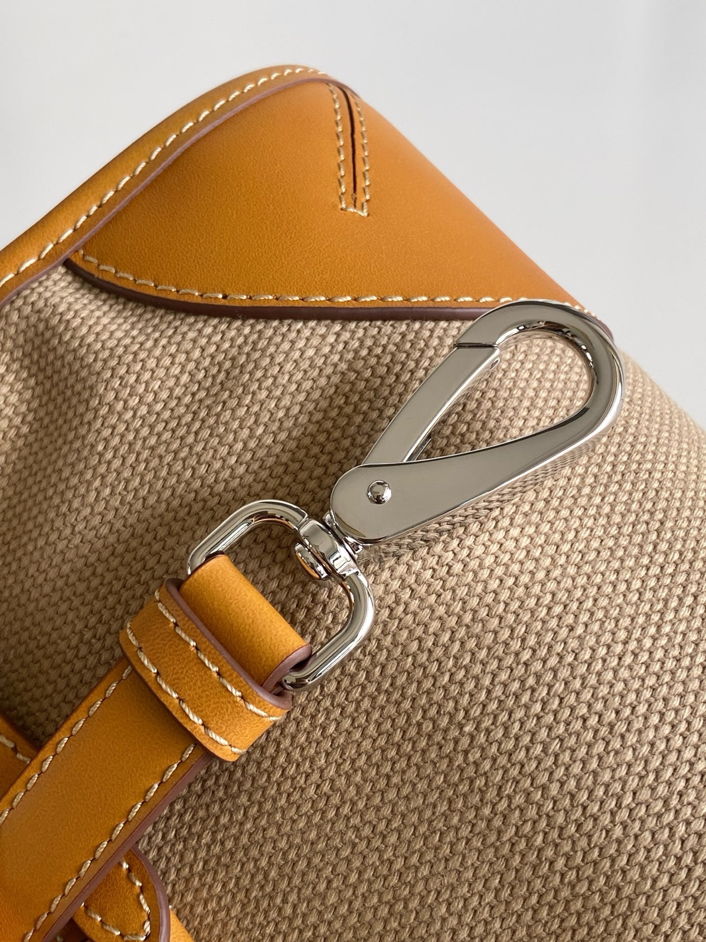 Prada Medium Linen Top Handle Bag – Natural & Amber