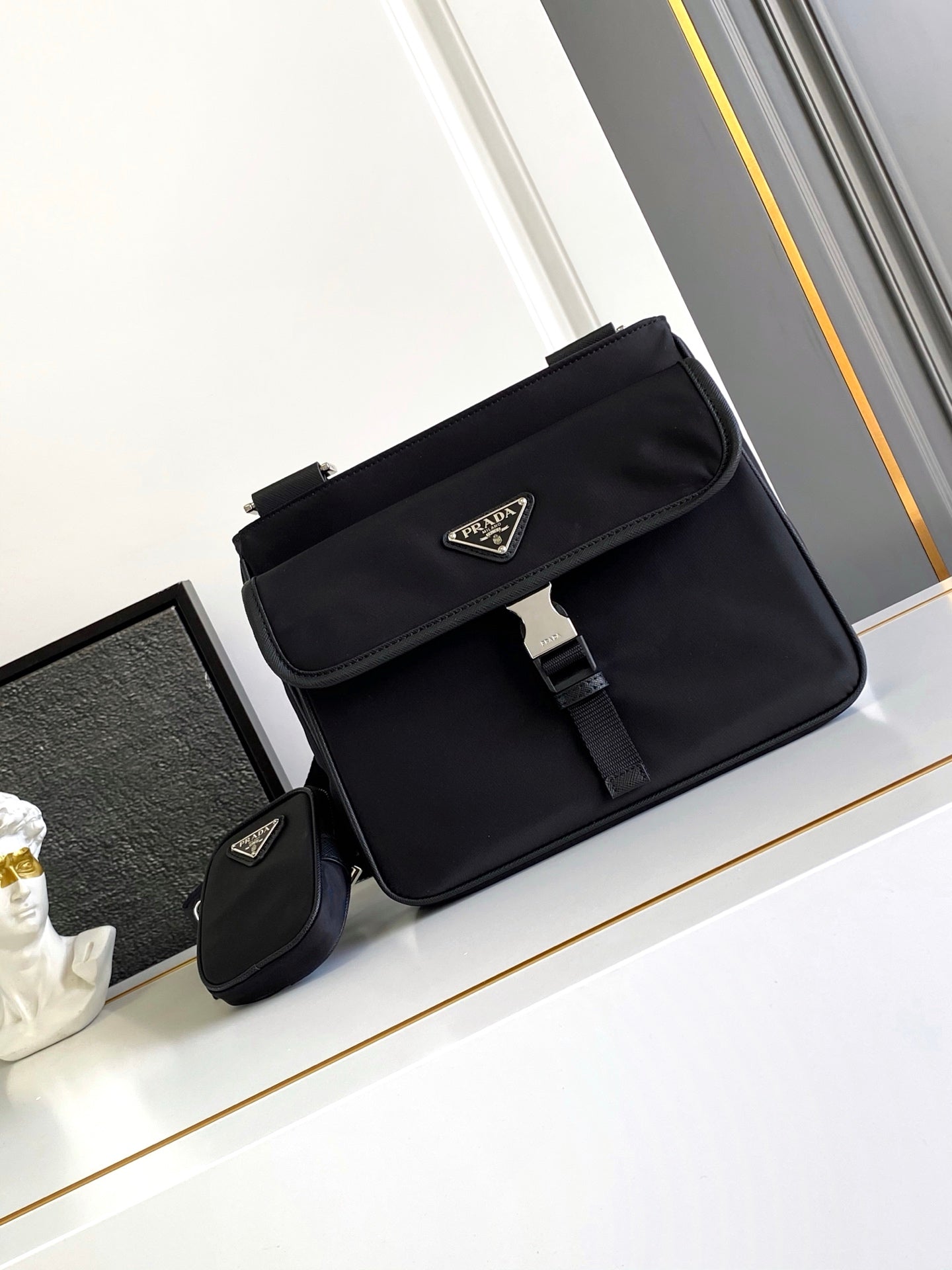 Prada Re-Nylon Messenger Bag – Black