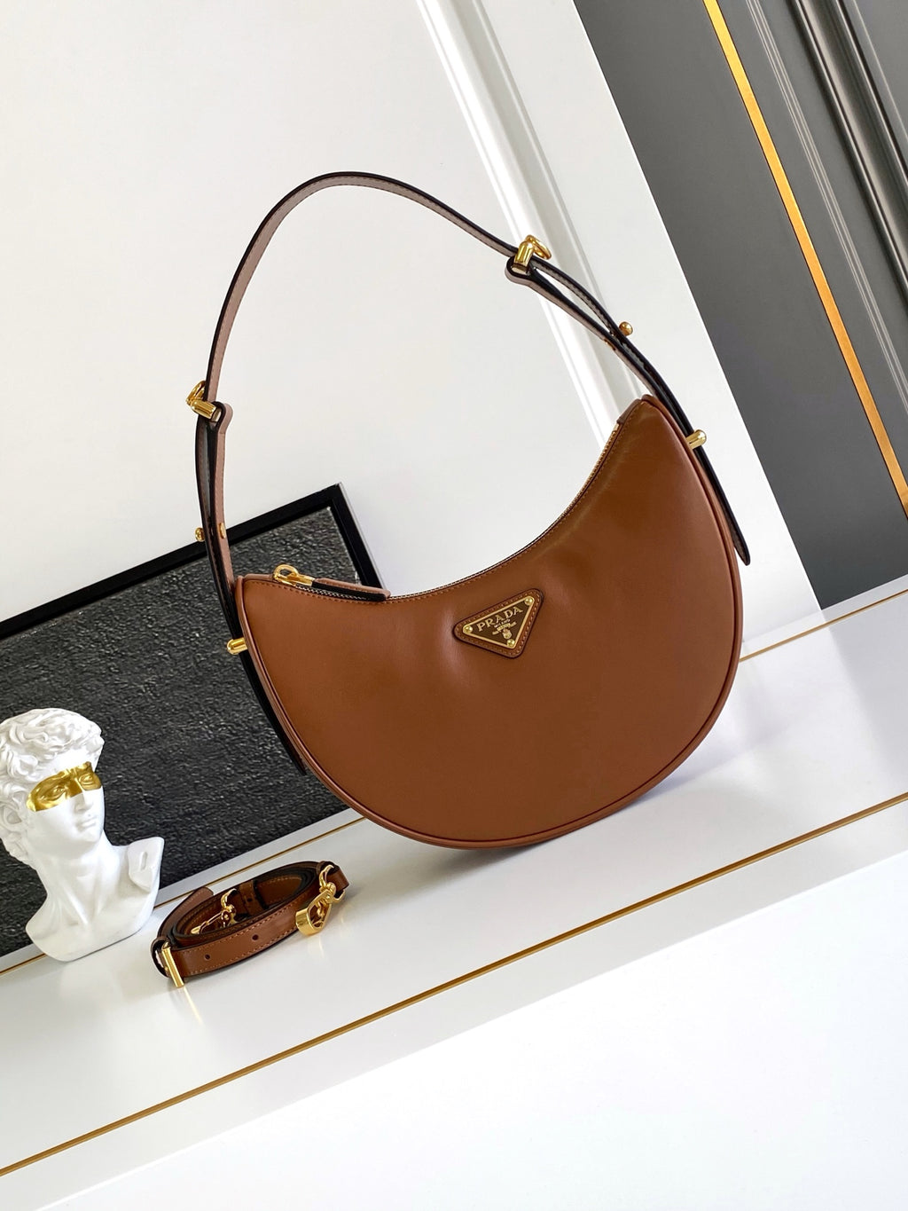 Prada Arque Hobo Bag – Cognac Brown