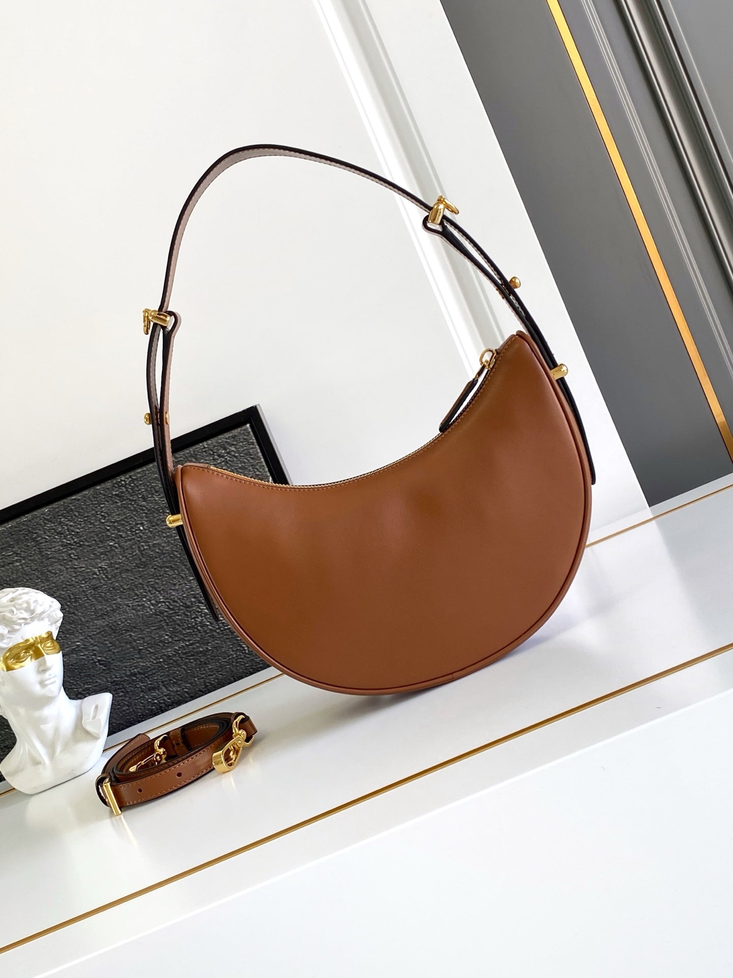 Prada Arque Hobo Bag – Cognac Brown