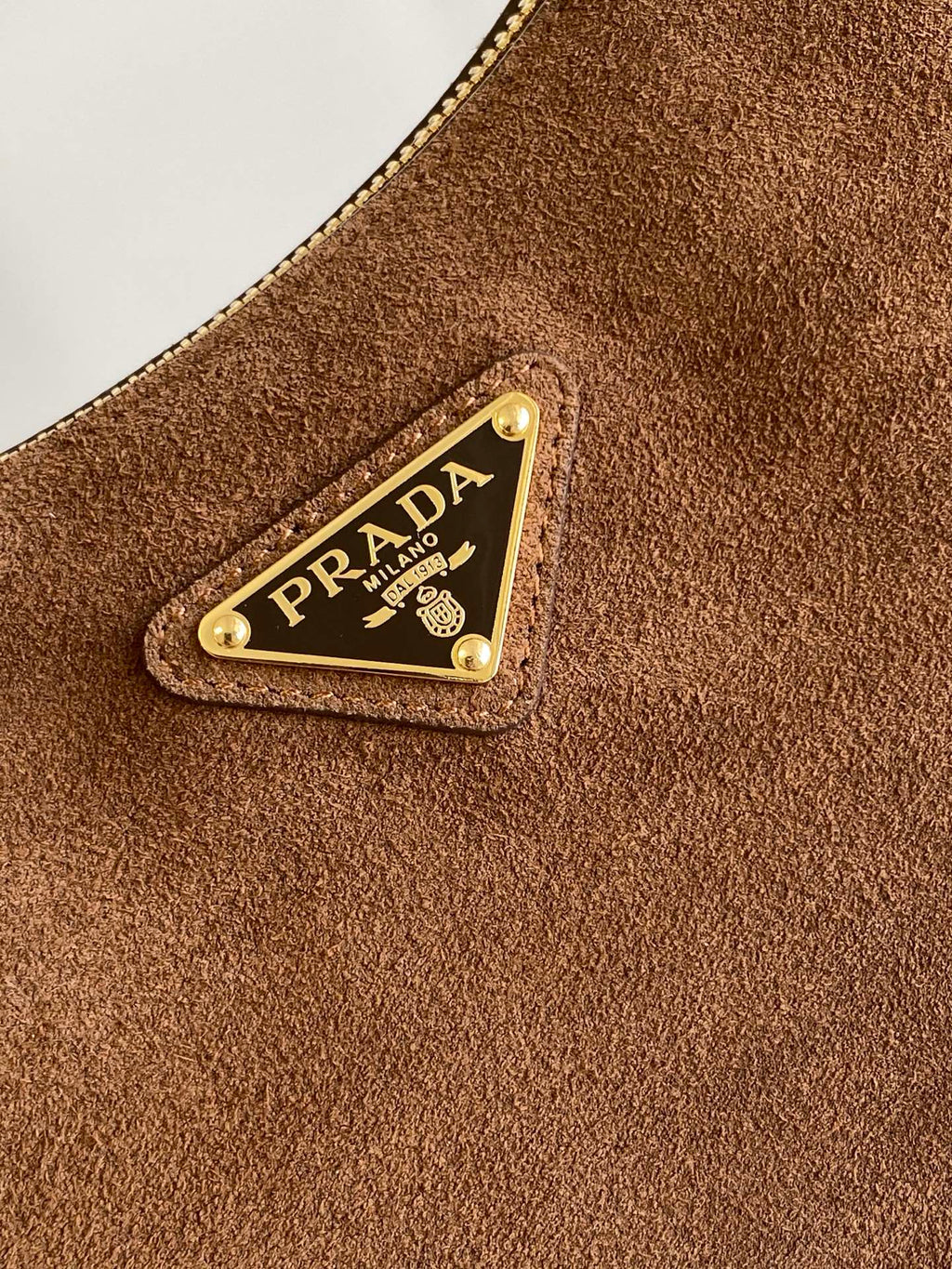 Prada Arque Hobo Bag – Tobacco Suede