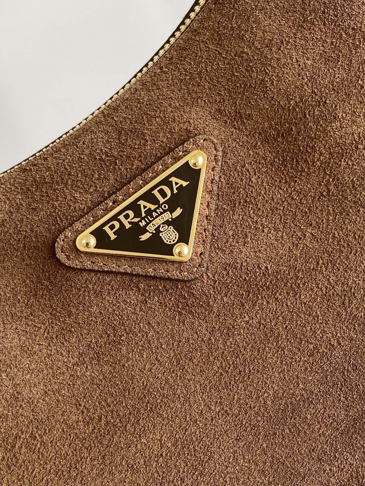 Prada Arque Hobo Bag – Tobacco Suede
