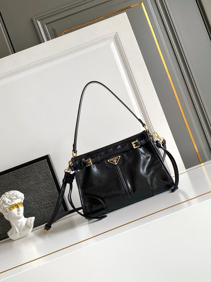 Prada Bonnie Bag – Black Glazed Leather