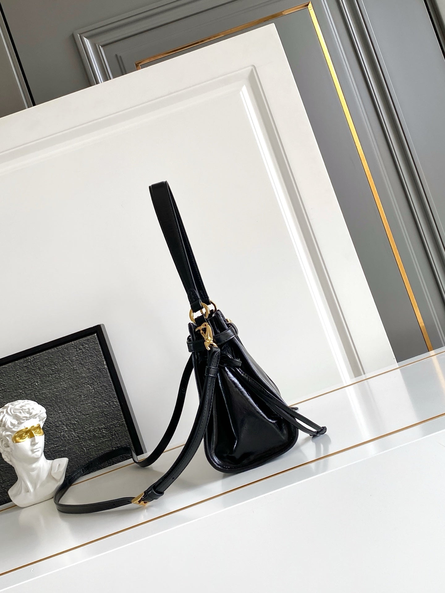 Prada Bonnie Bag – Black Glazed Leather