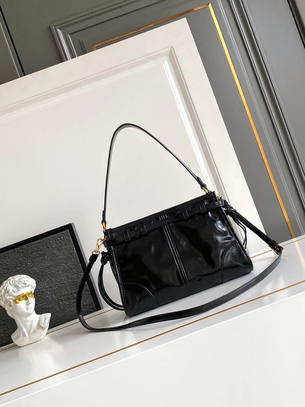 Prada Bonnie Bag – Black Glazed Leather