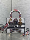 Dior Lady D-Lite Bag – Lucky Flower Embroidery (White / Multicolour)