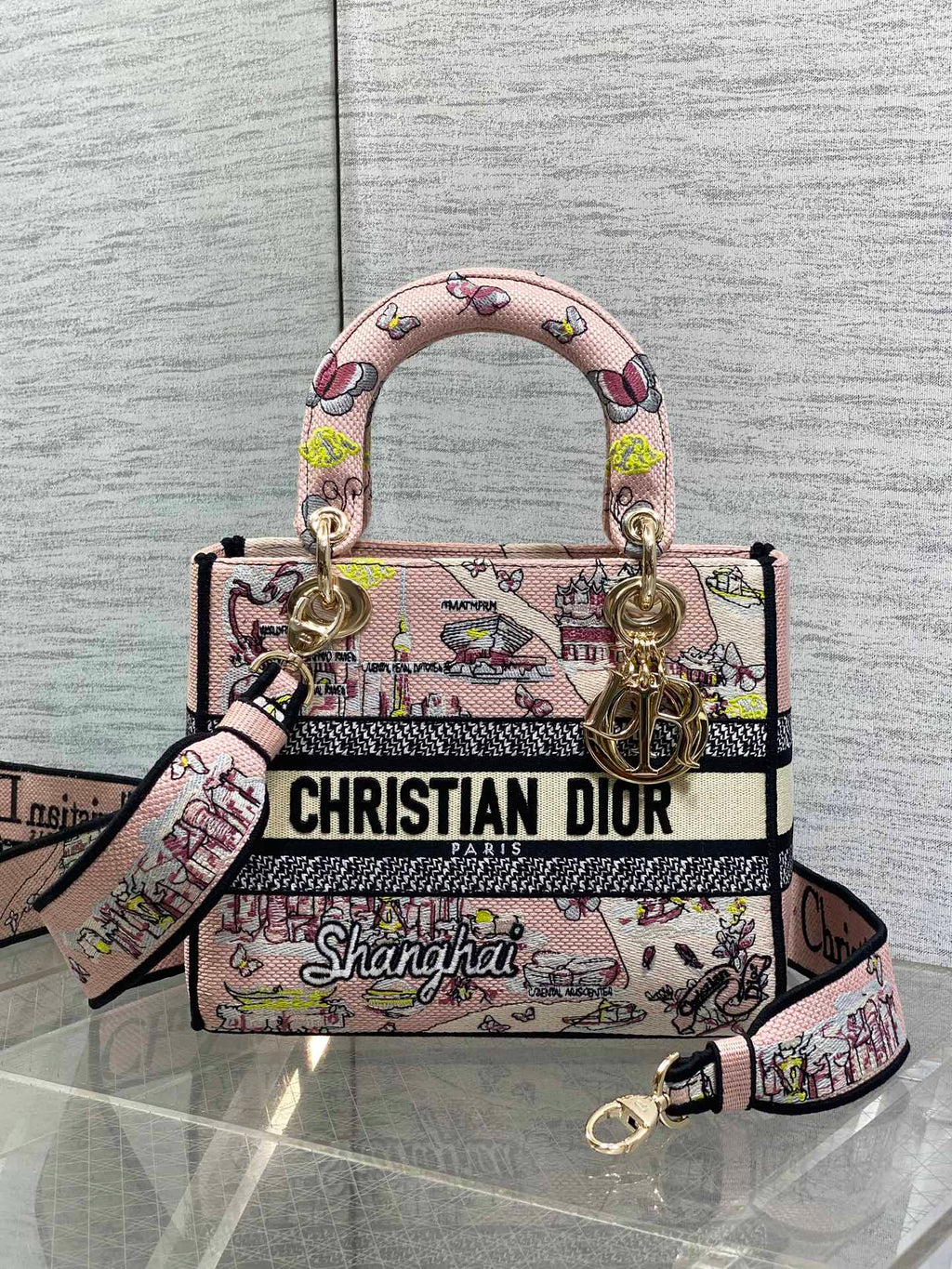 Dior Lady D-Lite Bag – Shanghai Butterfly Embroidery (Pink / Multicolour)