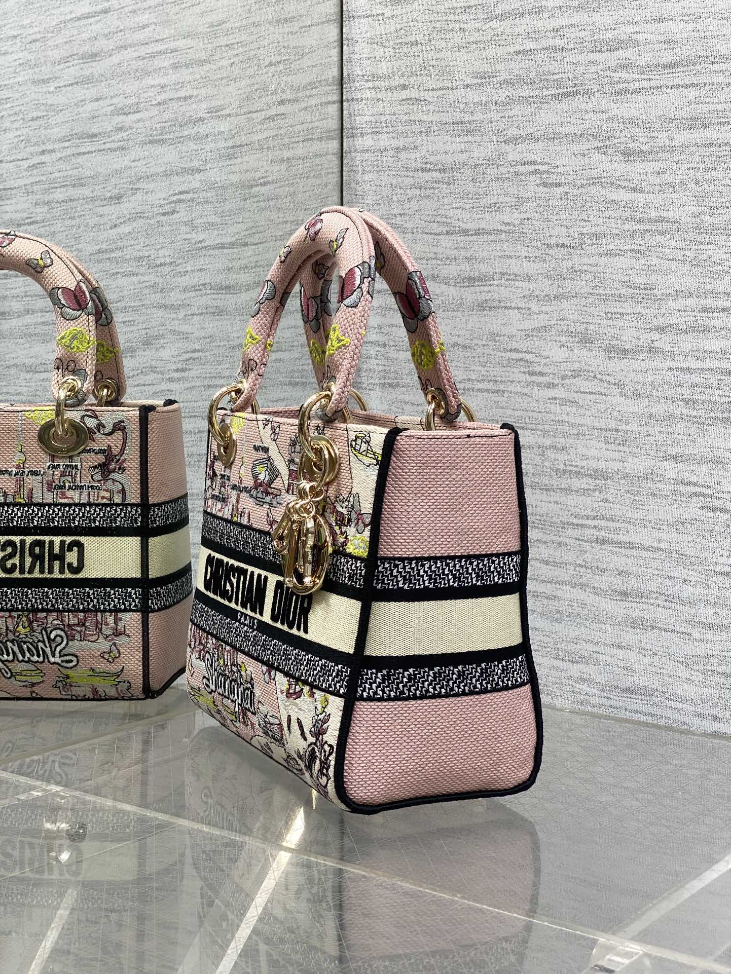 Dior Lady D-Lite Bag – Shanghai Butterfly Embroidery (Pink / Multicolour)