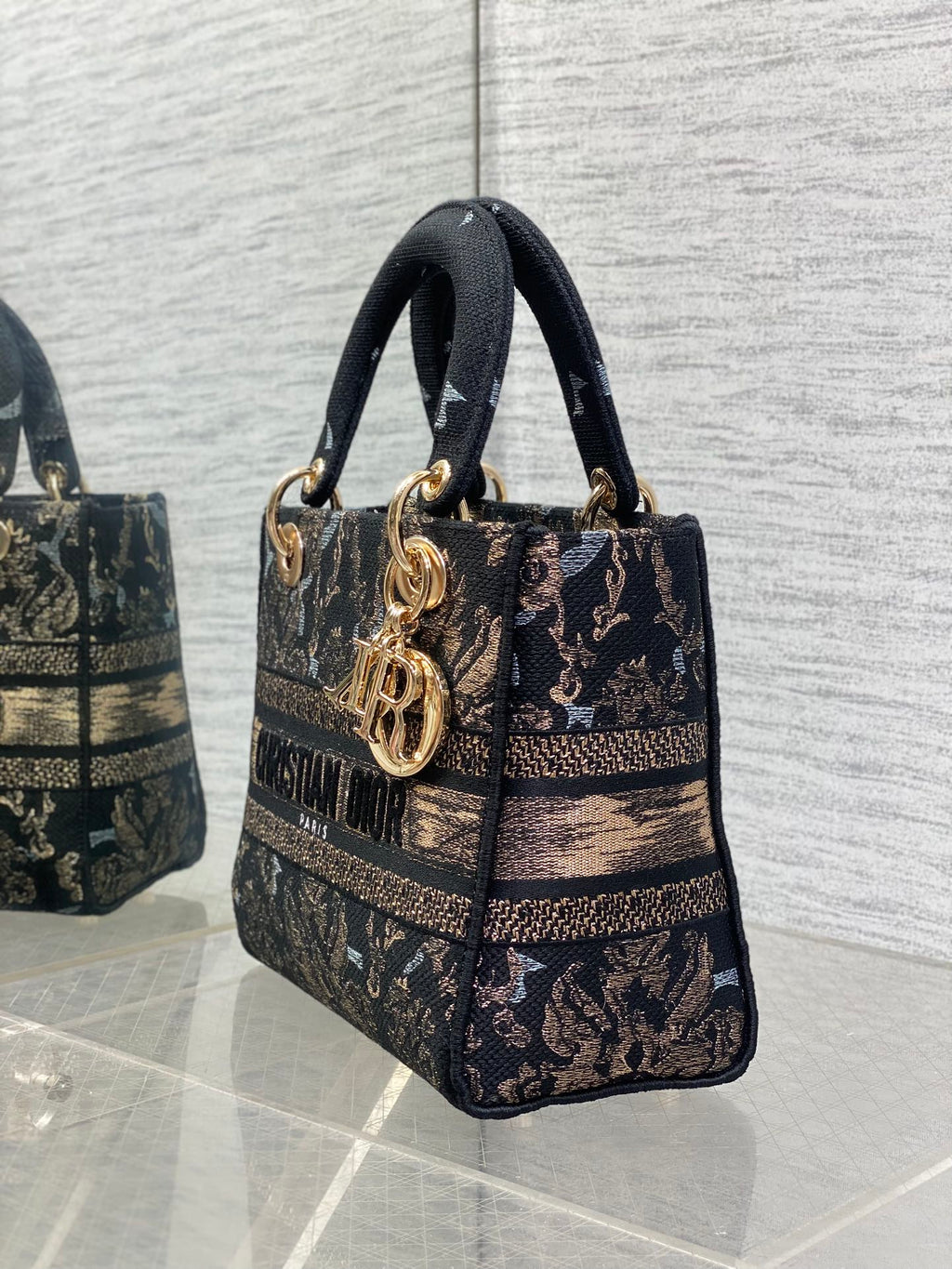 Dior Lady D-Lite Bag – Animal Toile de Jouy Embroidery (Black / Gold)
